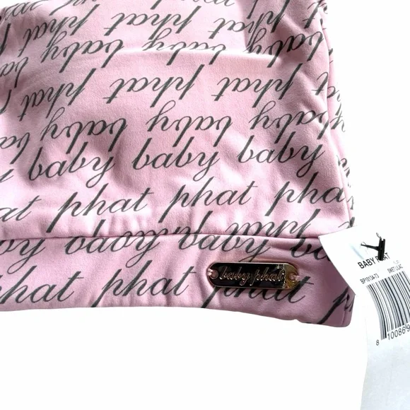 Baby Phat NWT Pink Logo Print Chain Bralette & Biker Shorts Size Small Medium - Picture 8 of 16